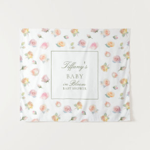 Elegante Waterverf Baby in Bloom Meisje Baby Showe Wandkleed