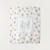 Elegante Waterverf Baby in Bloom Meisje Baby Showe Wandkleed (Voorkant)