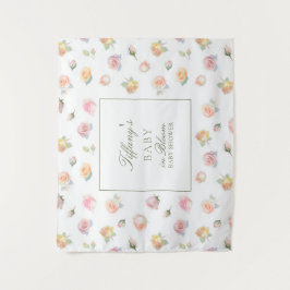 Elegante Waterverf Baby in Bloom Meisje Baby Showe Wandkleed