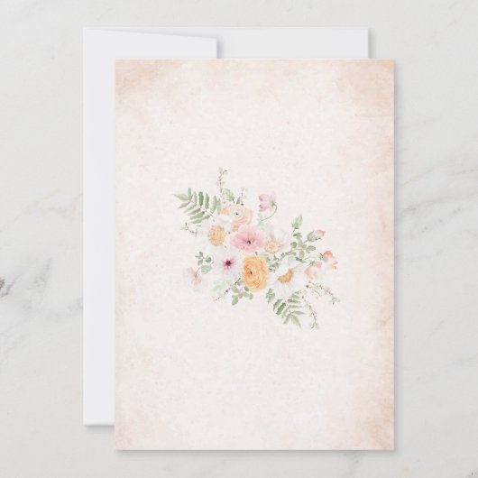 Elegante Waterverf Baby in Bloom Roze bloemetjes B Kaart (Achterkant)