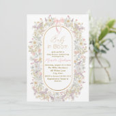 Elegante Waterverf Baby in Bloom Roze bloemetjes B Kaart (Staand voorkant)