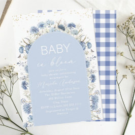 Elegante Waterverf Baby in Blooom blauw bloemetjes Kaart
