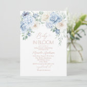Elegante Waterverf Baby in Blooom Blauwe bloemen B Kaart (Staand voorkant)
