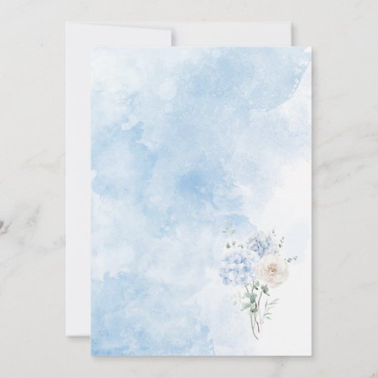 Elegante Waterverf Baby in Blooom Blauwe bloemen B Kaart (Achterkant)