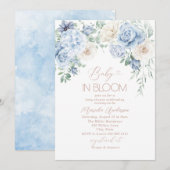 Elegante Waterverf Baby in Blooom Blauwe bloemen B Kaart (Voorkant / Achterkant)