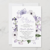 Elegante Waterverf Baby in Blooom Paarse bloemen Kaart (Voorkant)