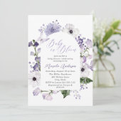 Elegante Waterverf Baby in Blooom Paarse bloemen Kaart (Staand voorkant)