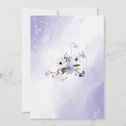 Elegante Waterverf Baby in Blooom Paarse bloemen Kaart (Achterkant)