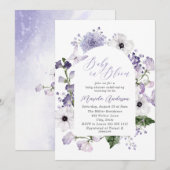 Elegante Waterverf Baby in Blooom Paarse bloemen Kaart (Voorkant / Achterkant)