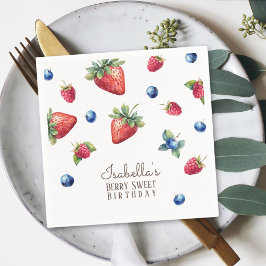 Elegante Waterverf Baby Meisje Berry Eerste Verjaa Servet