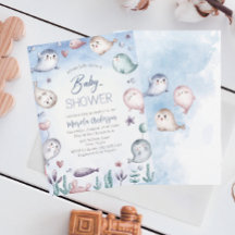 Elegante Waterverf Baby Seal Baby shower