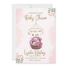 Elegante waterverf baby shower uitnodiging met