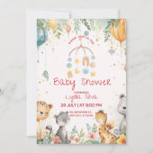 Elegante Waterverf Babyshower Uitnodiging met (Voorkant)