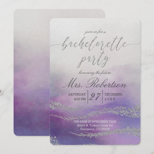 Elegante Waterverf Bachelorette Feestuitnodiging Kaart (Voorkant / Achterkant)