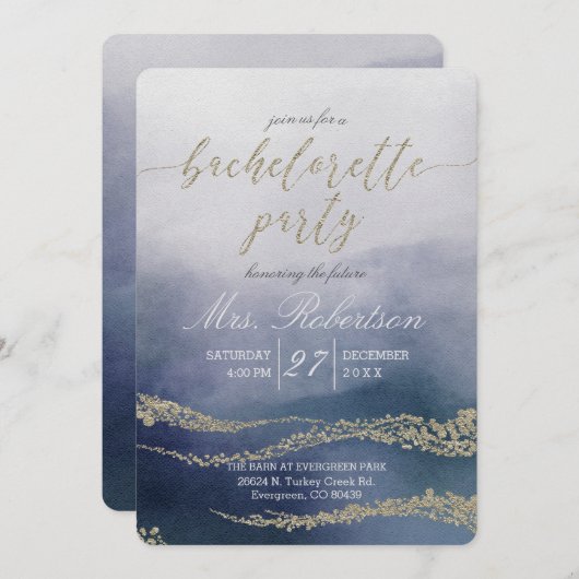 Elegante Waterverf Bachelorette Feestuitnodiging Kaart (Voorkant / Achterkant)