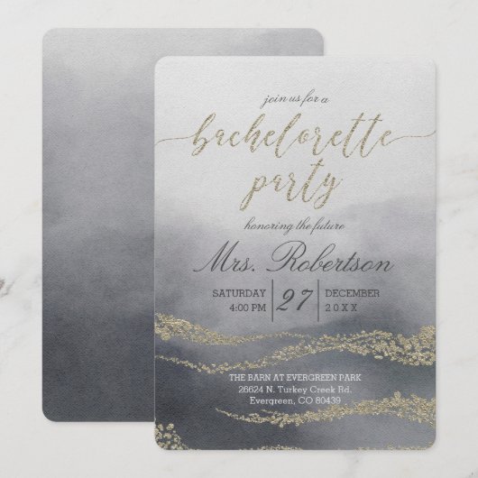 Elegante Waterverf Bachelorette Feestuitnodiging Kaart (Voorkant / Achterkant)