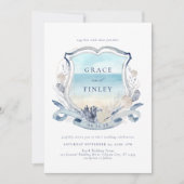 Elegante Waterverf Beach Wedding Crest Kaart (Voorkant)