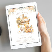 Elegante Waterverf Beige & Gold Baby shower Kaart