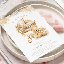 Elegante Waterverf Beige & Gold Baby shower