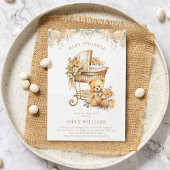 Elegante Waterverf Beige & Gold Baby Sprinkle Kaart