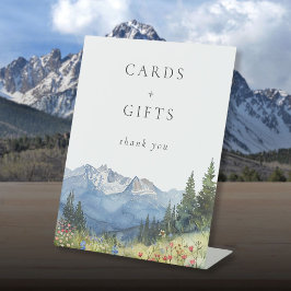 Elegante Waterverf berg bloemige Kaarten en gesche Reclamebord Met Voetstuk