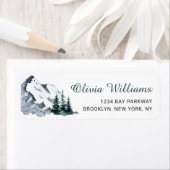 Elegante waterverf bergen bos landschap  etiket (Insitu)