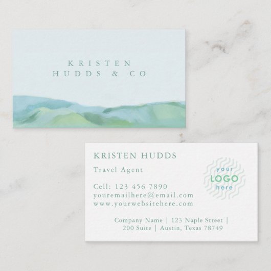 Elegante Waterverf bergen Visitekaartje (Voorkant / Achterkant)
