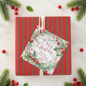 Elegante Waterverf Berry en Pine Christmas Bedankjes Labels