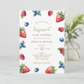 Elegante Waterverf Berry Sweet Baby shower Kaart (Staand voorkant)