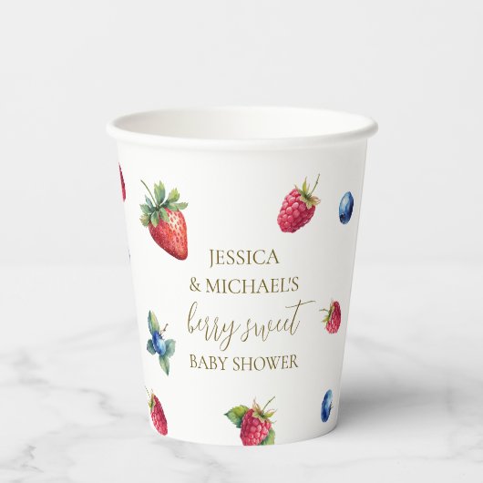 Elegante Waterverf Berry Sweet Baby shower Papieren Bekers (Achterkant)