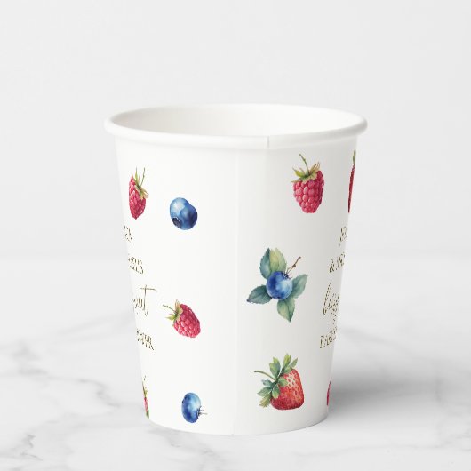 Elegante Waterverf Berry Sweet Baby shower Papieren Bekers (Rechts)