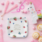 Elegante Waterverf Berry Sweet Baby shower Papieren Bordje (Feest)