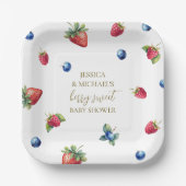 Elegante Waterverf Berry Sweet Baby shower Papieren Bordje (Voorkant)