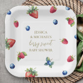 Elegante Waterverf Berry Sweet Baby shower Papieren Bordje