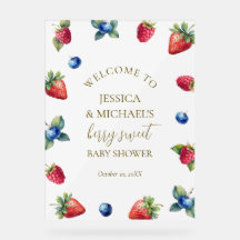 Elegante Waterverf Berry Sweet Baby shower Welkom