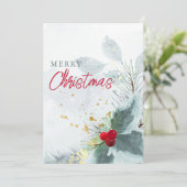 Elegante Waterverf Bes Groenery Prettig Kerstfeest Feestdagenkaart (Staand voorkant)