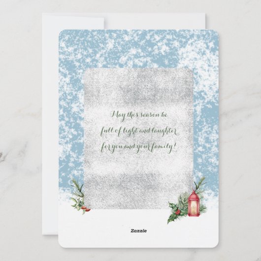 Elegante Waterverf besneeuwde foto kerst Feestdagenkaart (Achterkant)
