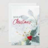 Elegante waterverf bessen groenheid vrolijk kerstf feestdagenkaart (Voorkant / Achterkant)