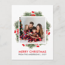 Elegante Waterverf Bessen Prettig Kerst Foto