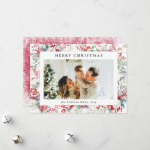 Elegante Waterverf bessen Vrolijke kerstfoto