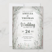 Elegante Waterverf betoverde bos boom bruiloft Kaart (Voorkant)