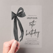 Elegante Waterverf Black Bow 16e verjaardagsfeest Acryl Uitnodigingen (Insitu (Draagbaar))