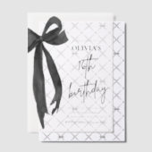 Elegante Waterverf Black Bow 16e verjaardagsfeest Vellum Uitnodigingen (Offset (Uitnodiging))