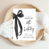 Elegante Waterverf Black Bow 20e verjaardagsfeest Kaart