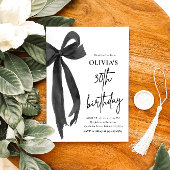 Elegante Waterverf Black Bow 30e verjaardagsfeest Kaart