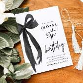 Elegante Waterverf Black Bow 30e verjaardagsfeest Kaart