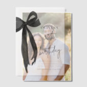 Elegante Waterverf Black Bow 30e verjaardagsfeest Vellum Uitnodigingen (Offset (Koppel))