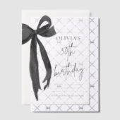 Elegante Waterverf Black Bow 30e verjaardagsfeest Vellum Uitnodigingen (Offset (Uitnodiging))