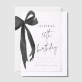 Elegante Waterverf Black Bow 30e verjaardagsfeest Vellum Uitnodigingen (Offset)
