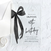Elegante Waterverf Black Bow 40e verjaardagsfeest Acryl Uitnodigingen